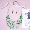 Orecchini di collana impostati perle africane romantiche donne verdi rotonde a catena multistrato collane di girocollo