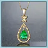 Pendant Necklaces Butterfly Sier Necklace For Women Jewelry Green Gemstone Choker Dh Drop Delivery Pendants Dhv1Y