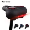 s WEST BIKING PU GEL Soft Bike Thicken Seat With Taillight Flash Light Waterproof Front Saddle Comfortable Bicycle Cushion 0130