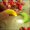 Schlüsselanhänger Lanyards 6x2cm Mini-LED-Licht-Taschenlampe Banane Schlüsselringe Kreation Safe Bag Telefon Auto Anhänger Schlüsselbund Weihnachten Spielzeug Geschenke 3 DHA9B