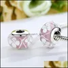 Metals Authentic Authentic Sier Beads Field Pink Flowers Charms يناسب أساور المجوهرات على الطراز الأوروبي 76 E3 Drop Drovail