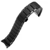 Watch Bands For AR1452 AR1451 High Quality Ceramic Watchbands Black Strap With Butterfly Clasp Lug End Accessories Fashion Bracelets