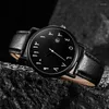 Armbandsur 2023 Brown Leather Mens Watches Top Brand Waterproof Sports Business Quartz Watch for Men Relogio Masculino