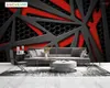 Papéis de parede personalizados abstrato preto e vermelho linhas 3d linhas criativas geométricas papel de parede sala de estar tv parede quarto decoração ktv bar mural