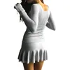 Discual Dresse المليء بالمللقة Mini Long Slid Solid Color Button Slim D لفصل الخريف 230130