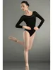 Stage Wear Adulte Noir À Manches Longues Ballet Vêtements De Danse Costume De Formation Mesh Dos Une Seule Pièce Body Pour Femmes Dancewears W22530