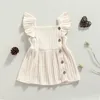 Girl Dresses Focusnorm Autumn Baby Girls Princess Dress 3 Colors Solid Knit Ruffles Sleeve Button A-Line Mini 0-24m