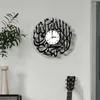 Väggklockor akrylmaterial Mute Art Clock Creative Decorative Sticker Round Black Hanging Bedroom Living Room Home