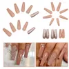 Falska naglar kanel trasig blixt nagel långa falska tips som bär konst mångsidig avtagbar DIY -manikyrdekal
