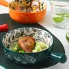 Tablice japoński w stylu podwójny rączka ceramiczna domowa sałatka z kreskówki Zupa stołowa Zupa Słodka Zwierzę