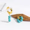 Orecchini a cerchio Lifefontier Vintage asimmetrico in pietra naturale con perline pendenti orecchino moda staccabile per le donne regalo di gioielli per feste