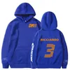 Mens Hoodies Sweatshirts McLaren Hoodie Formula One Racer Långärmningsbrev Daniel Ricciardo 3 Tryckt Streetwear Sweatshirt Men EU Size Vintage 230114