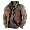 Men's Jackets Men Fleece Trucker Jacket Cotton Lapel Collar Tops Winter Warm Lining Coat Thicken Cardigan Vintage Print Outerwear A50 230130