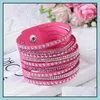 Bedelarmbanden armband voor vrouwen glanzende mtilayer lederen strass kristallen knoppen wit /zwart /blauwe druppel levering sieraden dhir5