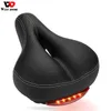 Saddles WEST BIKING MTB Bicycle Painless Saddle With Waterproof Safety Taillight Cycling Soft Thicken Foam Seat Mountain Bike Cushion 0130