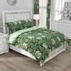 Beddengoed sets Noordse set linnen dekbedovertrek King/Euro/240x220 size beddeken/quiltafdekkingen voor huis bloemenbedden groen