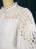 Robes de grande taille Élégant dentelle Patchwork taille évider manches bouffantes taille haute tenues plissées blanc bureau dame robes de soirée 230130