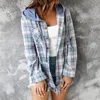 Kvinnors trenchrockar Yangelo Autumn Winter Street Design Hooded Loose Women's Plaid Coat CottageCore Girl Cardigan Shirt Button Tops 230130