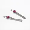 Dangle Earrings & Chandelier 925 Sterling Silver Fashionable Fringe Crystal
