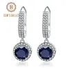 Orecchini pendenti Gem's Ballet 3.68Ct Natural Blue Sapphire Gemstone Drop Argento 925 per le donne Fidanzamento Gioielleria raffinata