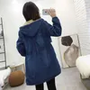 Women's Jackets Female Hooded Denim Coat Autumn Winter 2023 Ladies Ethnic Style Embroidery Waist Thickened Fleece Overcoat Warm Jacket Women