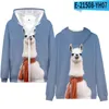 Men's Hoodies Trend Zipper Cross-border Factory Wholesale Cute Animal Alpaca Digital Color Printing Hooded Long Sleeve Leisure 100