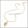 Anhänger Halskette 2021 Herzblätter für Frauen Mädchen Vintage Bohemian Gold Halskette Elegant Choker Mode Schmuck 577 T2 Drop Dhizm Dhizm