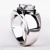 Bröllopsringar Luxury Silver Plated Men's Ring Natural Gem Engagement Zircon Exquisite Jewelry Christmas Lover's Gifts