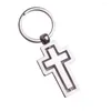 Keychains 2023 Metal Cross Buckles Hooks Hollow 360 graders roterande nyckelring Charms Christian Gift Pendant Friend Bag Ornament