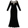 Casual Dresses Top Quality Long Dress 2023 Spring Party Evening Women Tulle Mesh Beading Deco Sleeve Black Red Velvet Festival