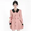 Casual Dresses Sweet Women Dress Elegant Y2k Long Sleeve Polo Collar Office Ladies Korean Fashion Girls Vintage Pink Autumn