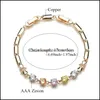 Chaîne de liaison Bracelet de zircone cubique à la mode pour les femmes Colorf romantique Crystal Sier Gold Charme élégante Mariage de demoiselle d'honneur Jewerly Drop Dh435