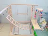 Autres fournitures d'oiseaux 48 * 33 * 53cm Perche de terrain de jeu de perroquet en bois avec échelles Feeder Bite Jouets Cadre Stand Cage Suspension Bridge 230130