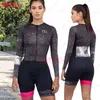 Jersey sätter MLC Women Cycling Jumpsuit långärmad skinsuit riddräkt utomhus sportkläder cykel lycra kläder ropa de mujer med gel pad z230130
