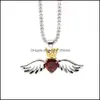 Pendant Necklaces Beauty Queen Crown Charm Collier Stainless Steel Chain Cz Love Heart Angel Wing Necklace Women Dh Drop Delivery Je Dh7Ob