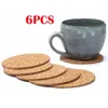 Table Mats 6 Pcs Natural Cork Heat Resistant Cup Mug Mat Coffee Tea Drink Placemat For Dining Kitchen Accessories