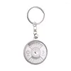 Keychains Fashion Trend Silver Color Round Perpetual Calendar Keychain For Men Women Classic Retro Personality Jewelry Gift