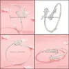 Armreif Sier Manschettenarmband für Frau Hochzeit Schmuck Geschenke Offener Doppelfisch Glücksbringer Vintage Verstellbare Armreifen Drop Delivery Brace Dheqj