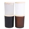 Copo de vela de vidro de 180 ml com bambu madeira com tampa de vela perfumada home home diy colorido romântico decorativo suportes