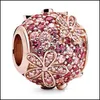 Silver S925 Sterling Sier Jewelry Diy Flower Beads Fits Pandora Style Charm f￶r Armband European Rose Gold Armband Collier 2255 D DHBTP