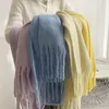 Halsdukar lyxiga kvinnor halsduk vinter hålla varm tjock solid cape wraps kvinnliga bandana pashmina långa tofs foulard filt