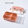 Dinnerware Sets Portable Lunch Box 4 Grids Picnic Container Storage Bento With Tableware Microwave Oven Boxes For Outdoor School Pink