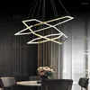 Hanglampen postmoderne luxe goud kroonluchter minimalistische geometrische zeshoekige lijn LED-ophanging Licht voor woonkamerring