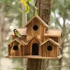 Bird Cages Wooden House Creative Pastoral Outdoor Parrot 's Nest Villastyle Feeder Courtyard Decoration Ornaments 230130