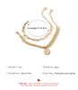 Anklets Design Creative Beach Geometric Double Layer Anklet Set Gold Poled Initial for Women Sieraden