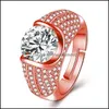 Com pedras laterais Sier Wedding Rings Jewelry for Women Moissanite Diamond noivado por atacado entrega dhrkt