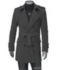 Mäns trench Coats's Jackets Double Platoon Buckle Clothing Long Belt Breasted Black Grey M-3XL 230130