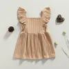 Girl Dresses Focusnorm Autumn Baby Girls Princess Dress 3 Colors Solid Knit Ruffles Sleeve Button A-Line Mini 0-24m