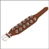 Braccialetti con ciondoli Bracciale in pelle grazioso Spikes unici Rivetto Stud Wide Punk Gothic Rock Bracciale unisex Bracciale uomo Gioielli Drop Delivery Dhycm