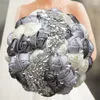 Decorative Flowers High Quality Wedding Bouquet Bridesmaids In White Black Color Bling Rhinestone Bridal Party Home Accessories